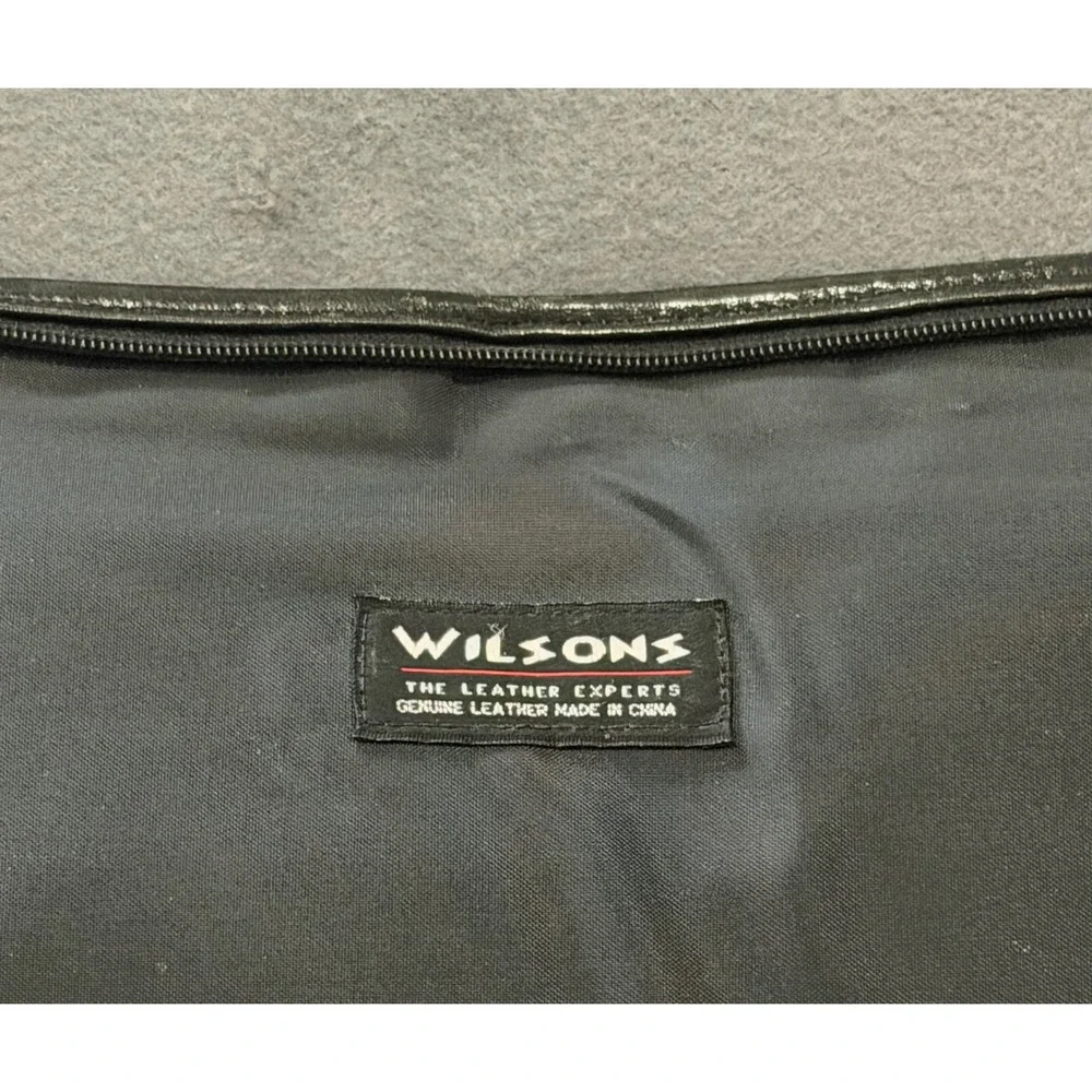 Wilson Black Pebbled Leather Expandable Laptop Briefcase Messenger Bag Office